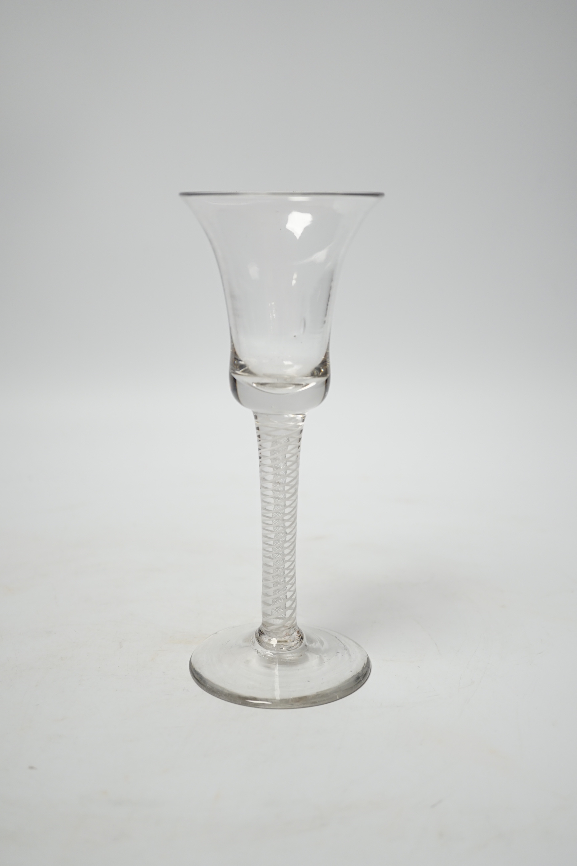 A rare 18th century DSOT wine glass with bell shaped bowl, 17cm